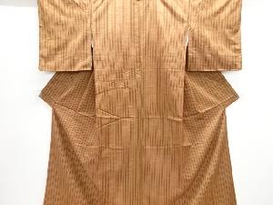 縞織り出し手織り紬着物